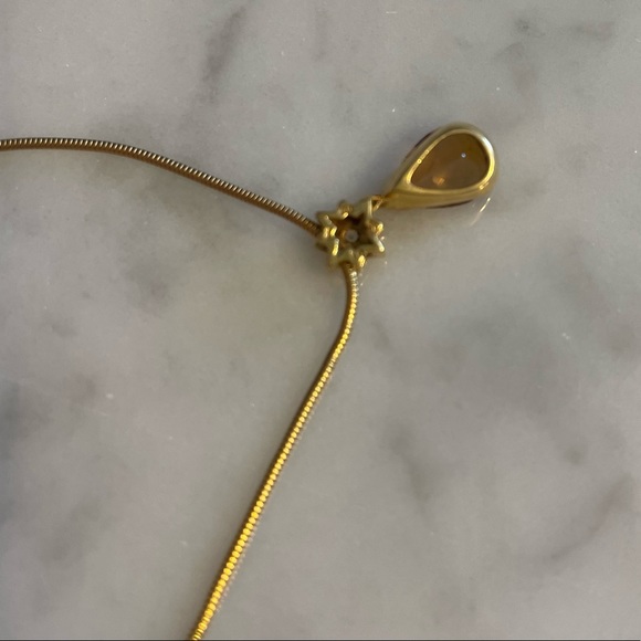 SOLD Citrine and Diamond Gold Necklace - Picture 4 of 9